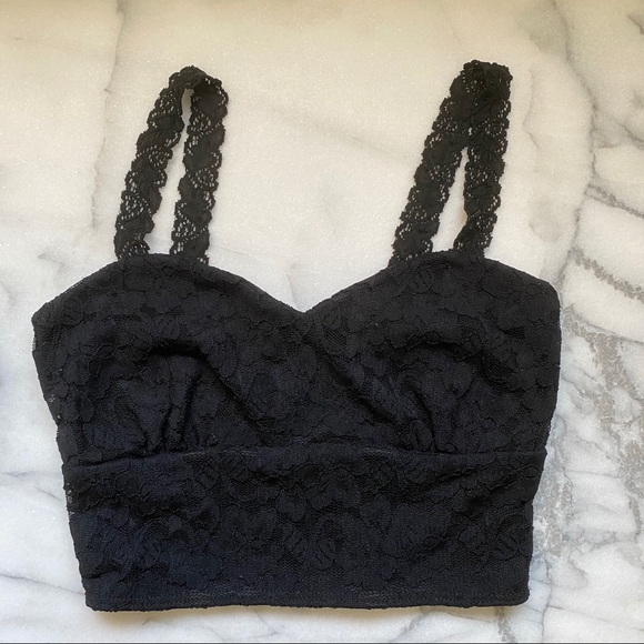 Soprano Tops - Black lace crop top